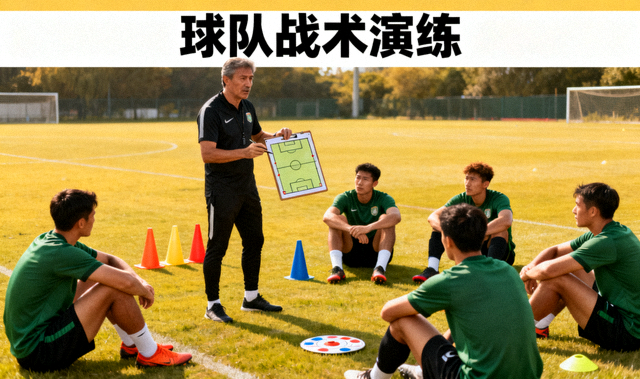 足球球队在训练场进行战术演练，赛前分析文章配图